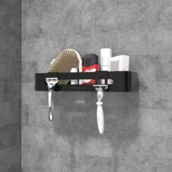 Doucherekje Van Sanicraft® - Doucherekje Zonder Boren - Geschikt Voor Elk Type Muur - Hangend - Roestvrij - 2 Stuks - Zwart -Badkamerproducten Winkel 1200x1200 1726