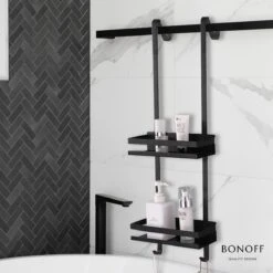 Bonoff Doucherek Zwart – 2 Laags - Doucherek Zonder Boren - Zwart – Doucherek Hangend - Badkamerrek –RVS – Badkamer Accessoires – Stijlvol 20 Bonoff Doucherek Zwart – 2 Laags - Doucherek Zonder Boren - Zwart – Doucherek Hangend - Badkamerrek –RVS – Badkamer Accessoires – Stijlvol -Badkamerproducten Winkel 1200x1200 1739