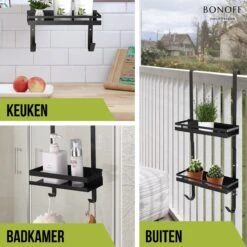 Bonoff Doucherek Zwart – 2 Laags - Doucherek Zonder Boren - Zwart – Doucherek Hangend - Badkamerrek –RVS – Badkamer Accessoires – Stijlvol 22 Bonoff Doucherek Zwart – 2 Laags - Doucherek Zonder Boren - Zwart – Doucherek Hangend - Badkamerrek –RVS – Badkamer Accessoires – Stijlvol -Badkamerproducten Winkel 1200x1200 1741