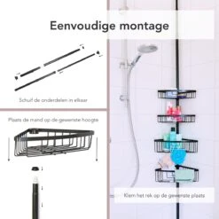 Ogoods Telescopisch Doucherek Inclusief 4 Manden - Zwart - Badkamerrek - Zonder Boren - In Hoogte Verstelbaar - Opbergsysteem 17 Ogoods Telescopisch Doucherek Inclusief 4 Manden - Zwart - Badkamerrek - Zonder Boren - In Hoogte Verstelbaar - Opbergsysteem -Badkamerproducten Winkel 1200x1200 1745