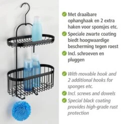 WENKO Doucherek 2-laags Classic Plus Black Mat Zwart - Doucherek Zonder Boren - Doucherek Hangend Zwart -Badkamerproducten Winkel 1200x1200 1748