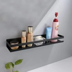 Merkloos Doucherek- Douchemand- Badkamerrek- Badkamer Organiser- Badkamer Organizer-Rekje Voor In De Douche- Badkamer Plank-Rekje Voor Shampoo- RVS- Zonder Boren- Zelfklevend- Rechthoek Vorm- Met Of Zonder Schroeven- Ophangbaar- Met Lijm- 40 Cm- Zwart -Badkamerproducten Winkel 1200x1200 1749