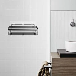 RVS Doucherek Zelfklevend Zonder Boren Zwart - Douchemandje Met 15KG Draagvermogen - Planchet Badkamerrek - Shower Rack - 31x10cm -Badkamerproducten Winkel 1200x1200 1755