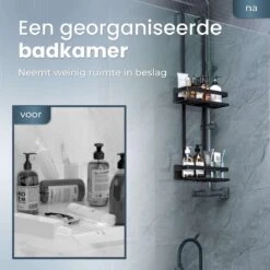 Merkloos Doucherek Zonder Boren Zwart - 30 Dagen Uitproberen -Doucherek Hangend - Badkamer Accessoires - RVS - 2 Laags -Badkamerproducten Winkel 1200x1200 1758