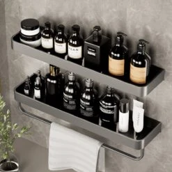 Merkloos Doucherek Zonder Boren 2x 30 Cm – Doucherek – Doucherek Hangend – Badkamerrek – Zonder Boren – IP68 Waterdicht – 4KG Draagkracht – Zwart RVS -Badkamerproducten Winkel 1200x1200 1771