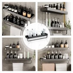 Merkloos Doucherek Zonder Boren 2x 30 Cm – Doucherek – Doucherek Hangend – Badkamerrek – Zonder Boren – IP68 Waterdicht – 4KG Draagkracht – Zwart RVS -Badkamerproducten Winkel 1200x1200 1772