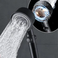 Merkloos Waterbesparende Douchekop - Handdouche - Regendouche - Met ECO STOP Knop - 5 Standen - ABS - Zwart -Badkamerproducten Winkel 1200x1200 182