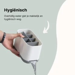 Merkloos Tandenborstelhouder Vrijstaand - Badkamer Organizer Met Lekbak - Badkamer Accessoires - 6 Sorteervakken - Tandenborstel - Wit Met Zwart -Badkamerproducten Winkel 1200x1200 1830
