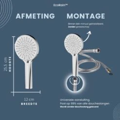 EcoRain™ Waterbesparende Douchekop Mark Met WATERFILTER - 50% Waterbesparend - Regendouche - 5 Sproeistanden - Hoge Druk - Betere Huid - Handdouche - Luxe Moderne Douchekop - Hoge Kwaliteit - Chrome -Badkamerproducten Winkel 1200x1200 184