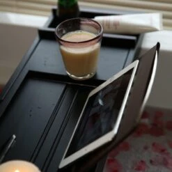 Merkloos Decopatent® Badplank - Uitschuifbaar 75 -> 110 Cm - Verstelbaar Bamboe Badrekje Voor In Bad - Boekenhouder - Tablethouder - Zwart -Badkamerproducten Winkel 1200x1200 1877