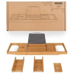 LifeGoods Badplank - Uitschuifbaar - Voor In Bad - 74.5 Tot 108.5 Cm - Met Houder - Hout -Badkamerproducten Winkel 1200x1200 1892