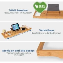 LifeGoods Badplank - Uitschuifbaar - Voor In Bad - 74.5 Tot 108.5 Cm - Met Houder - Hout -Badkamerproducten Winkel 1200x1200 1893