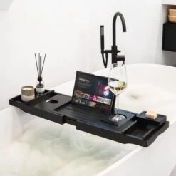 IMoshion Badplank Voor In Bad - Dienblad Inclusief Pootjes - Tablet Houder - Badrek Uitschuifbaar 75 Tot 110 Cm - Zwart -Badkamerproducten Winkel 1200x1200 1906