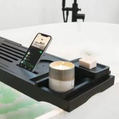 IMoshion Badplank Voor In Bad - Dienblad Inclusief Pootjes - Tablet Houder - Badrek Uitschuifbaar 75 Tot 110 Cm - Zwart -Badkamerproducten Winkel 1200x1200 1907