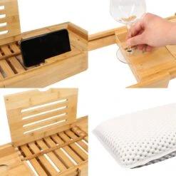 Regno Badplank Voor In Bad - Met Badkussen - Uitschuifbaar En Waterbestendig Badrek - IPad En Glashouder -Badkamerproducten Winkel 1200x1200 1926