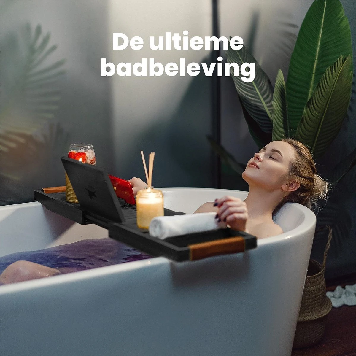 RelaxTub® Badplank - Badplank Voor In Bad - Badrek - Verstelbaar - Anti Slip - Badplank Zwart - Badplank Hout - Badrekje Inclusief Boekenhouder, Tablethouder & Spiegel 8 RelaxTub® Badplank - Badplank Voor In Bad - Badrek - Verstelbaar - Anti Slip - Badplank Zwart - Badplank Hout - Badrekje Inclusief Boekenhouder, Tablethouder & Spiegel - Afbeelding 6