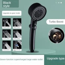 Waterbesparende Douchekop - Hoofddouche - Regendouche - Met ECO STOP Knop - 5 Standen - ABS - Zwart -Badkamerproducten Winkel 1200x1200 197