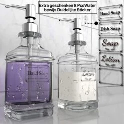 Wonix® - Zeepdispenser - Zeeppompje - Transparant Glas - RVS Pompkop - Met Stickers - 350ml - 2 Stuks 13 Wonix® - Zeepdispenser - Zeeppompje - Transparant Glas - RVS Pompkop - Met Stickers - 350ml - 2 Stuks -Badkamerproducten Winkel 1200x1200 1999