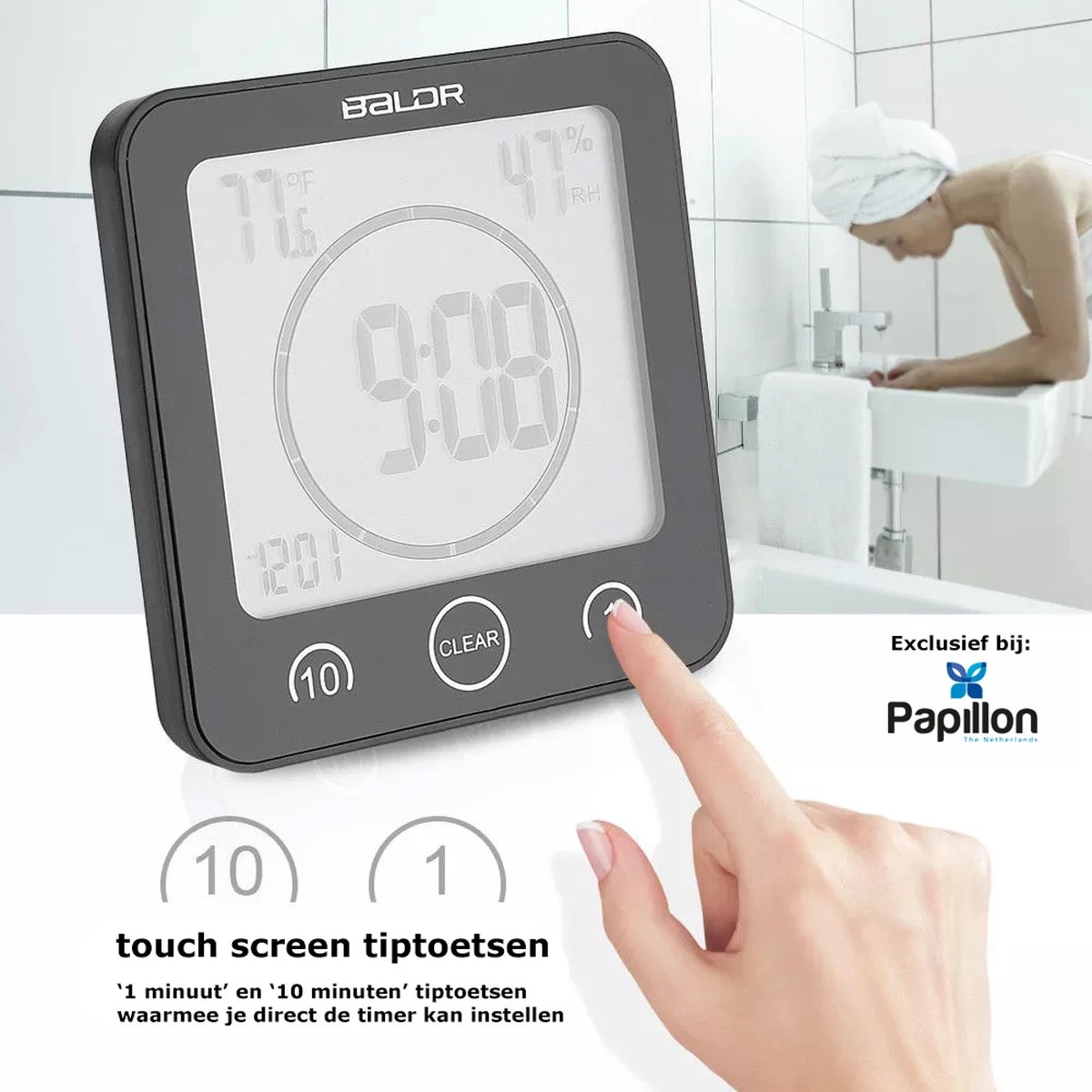 Merkloos Badkamerklok Digitaal - Douche Timer & Klok - Zuignap - Zwart 6 Merkloos Badkamerklok Digitaal - Douche Timer & Klok - Zuignap - Zwart - Afbeelding 4