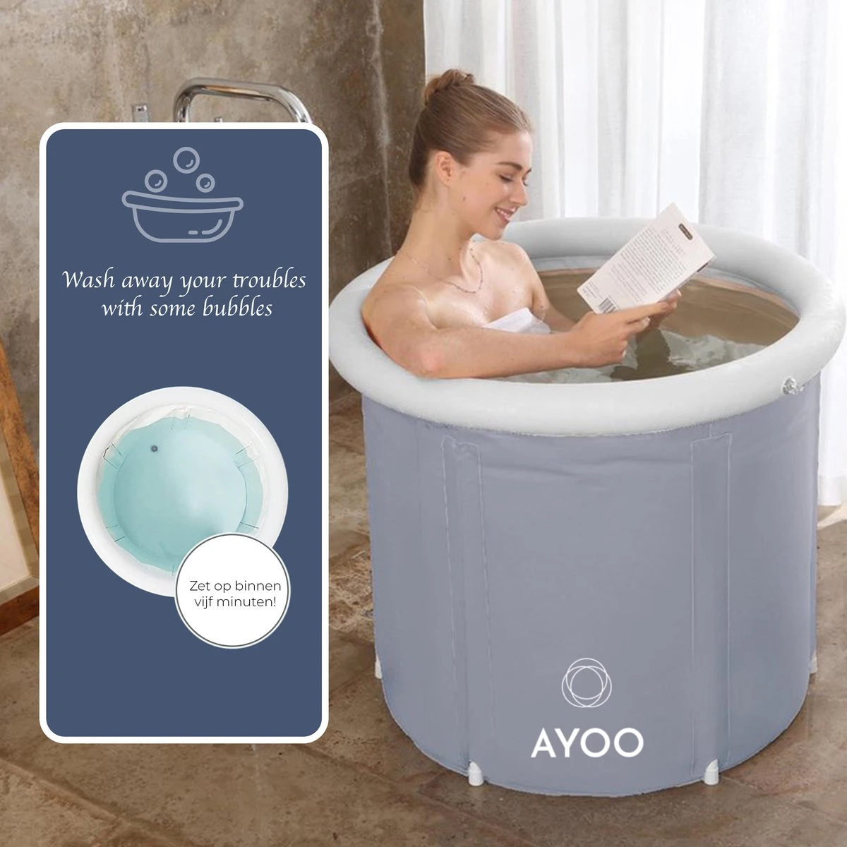 AYOO® Zitbad - Opblaasbaar Bad - Opvouwbaar Bad - Wim Hof Methode - Ijsbad - Badkuip - Zitbad Voor Volwassenen - Bathtub - Zitbaden - Bath Bucket - Inclusief Voetpomp - Grijs 6 AYOO® Zitbad - Opblaasbaar Bad - Opvouwbaar Bad - Wim Hof Methode - Ijsbad - Badkuip - Zitbad Voor Volwassenen - Bathtub - Zitbaden - Bath Bucket - Inclusief Voetpomp - Grijs - Afbeelding 4