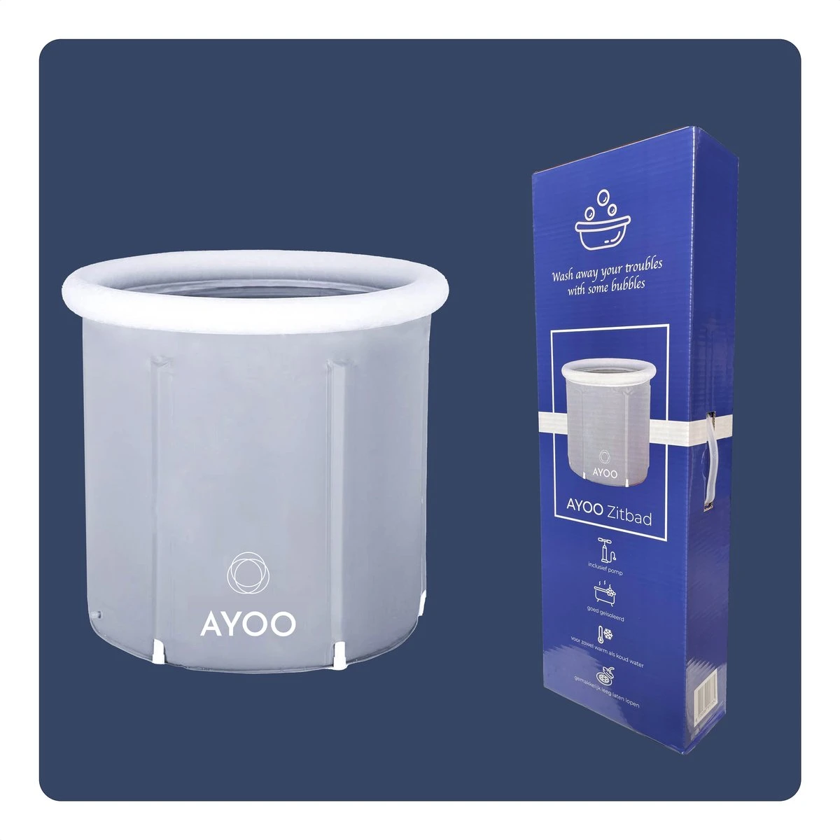 AYOO® Zitbad - Opblaasbaar Bad - Opvouwbaar Bad - Wim Hof Methode - Ijsbad - Badkuip - Zitbad Voor Volwassenen - Bathtub - Zitbaden - Bath Bucket - Inclusief Voetpomp - Grijs 9 AYOO® Zitbad - Opblaasbaar Bad - Opvouwbaar Bad - Wim Hof Methode - Ijsbad - Badkuip - Zitbad Voor Volwassenen - Bathtub - Zitbaden - Bath Bucket - Inclusief Voetpomp - Grijs - Afbeelding 7