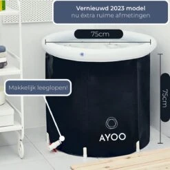 AYOO® Zitbad - Opblaasbaar Bad - Opvouwbaar Bad - IJsbad - Badkuip - Zitbad Voor Volwassenen - Bathtub - Zitbaden - Bath Bucket - Wim Hof Methode - Inclusief Voetpomp - Zwart -Badkamerproducten Winkel 1200x1200 2190