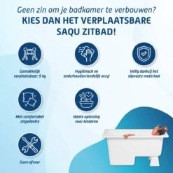 Saqu Zitbad - Mobiel Bad - 103x65cm - Wit - Incl Bijbehorende Poot En Zonder Afvoer -Badkamerproducten Winkel 1200x1200 2222