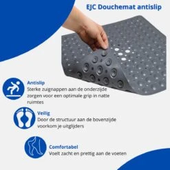Douchemat - Antislipmat - Douchemat Antislip - Badmat - Badmat Antislip - Grijs - Antislipmat Douche - 53cm X 53cm - BPA Vrij - Antibacterieel - Antislip - Wasbaar- EJC Products -Badkamerproducten Winkel 1200x1200 2290