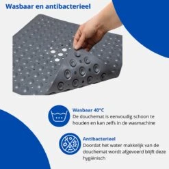 Douchemat - Antislipmat - Douchemat Antislip - Badmat - Badmat Antislip - Grijs - Antislipmat Douche - 53cm X 53cm - BPA Vrij - Antibacterieel - Antislip - Wasbaar- EJC Products -Badkamerproducten Winkel 1200x1200 2292