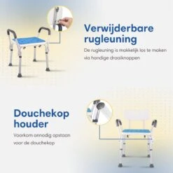 Safe Age® Douchestoel Met Afneembare Rugleuning En Armleuning – Anti Slip - Verstelbare Hoogte - Douchekruk -Badkamerproducten Winkel 1200x1200 2312