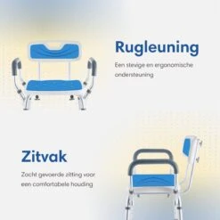 Safe Age® Douchestoel Met Afneembare Rugleuning En Armleuning – Anti Slip - Verstelbare Hoogte - Douchekruk -Badkamerproducten Winkel 1200x1200 2313
