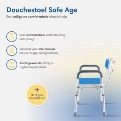 Safe Age® Douchestoel Met Afneembare Rugleuning En Armleuning – Anti Slip - Verstelbare Hoogte - Douchekruk -Badkamerproducten Winkel 1200x1200 2317