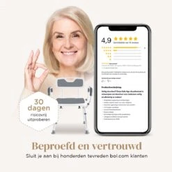 BY JRM Douchestoel En Douchekruk Met Afneembare Rugleuning En Armleuning – 30 Dagen Uitproberen - Anti Slip – Verstelbare Hoogte - Douchekrukje - Grijs -Badkamerproducten Winkel 1200x1200 2408