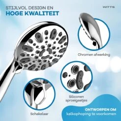 WITTS Douchekop - Waterbesparend - Hoge Kwaliteit - Handdouche ø 12cm - 6 Standen 12 WITTS Douchekop - Waterbesparend - Hoge Kwaliteit - Handdouche ø 12cm - 6 Standen -Badkamerproducten Winkel 1200x1200 244