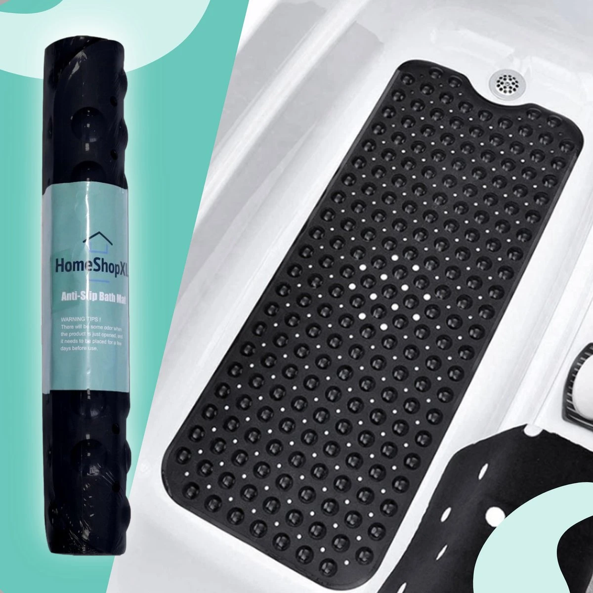 The Original - Badmat Antislip - Zwart - 100x40cm - Antislipmat Douchemat Voor Bad & Douche - Anti Slip Mat Met Zuignappen 5 The Original - Badmat Antislip - Zwart - 100x40cm - Antislipmat Douchemat Voor Bad & Douche - Anti Slip Mat Met Zuignappen - Afbeelding 3