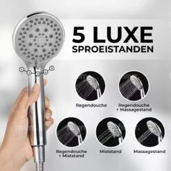 Universal Life® | DOUCHEKOP MET GRATIS SLANG EN HOUDER | Waterbesparend | Universeel | 5 Luxe Straalstanden | Chroom | RVS Slang | -Badkamerproducten Winkel 1200x1200 254