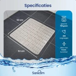 Merkloos Douchemat - Antislip Mat - Antislipmat Douche - Badmat - ​​Schimmelbestendig - Met Zuignappen - Wasbaar - Grijs -Badkamerproducten Winkel 1200x1200 2541