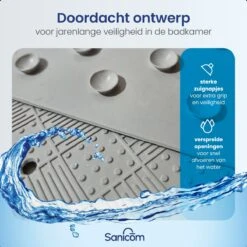 Merkloos Douchemat - Antislip Mat - Antislipmat Douche - Badmat - ​​Schimmelbestendig - Met Zuignappen - Wasbaar - Grijs -Badkamerproducten Winkel 1200x1200 2544