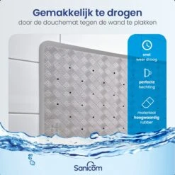 Merkloos Douchemat - Antislip Mat - Antislipmat Douche - Badmat - ​​Schimmelbestendig - Met Zuignappen - Wasbaar - Grijs -Badkamerproducten Winkel 1200x1200 2546