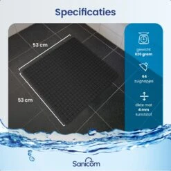 Merkloos Douchemat - Antislip Mat - Antislipmat Douche - Badmat - ​​Schimmelbestendig - Met Zuignappen - Wasbaar - Zwart -Badkamerproducten Winkel 1200x1200 2549
