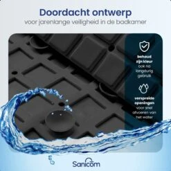 Merkloos Douchemat - Antislip Mat - Antislipmat Douche - Badmat - ​​Schimmelbestendig - Met Zuignappen - Wasbaar - Zwart -Badkamerproducten Winkel 1200x1200 2556