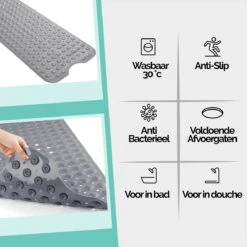 The Original - Badmat Antislip - Grijs - 100x40cm - Antislipmat Douchemat Voor Bad & Douche - Anti Slip Mat Met Zuignappen -Badkamerproducten Winkel 1200x1200 2575