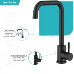 Croom Keukenkraan - Zwart - Wastafelkraan - Inclusief Aansluitmateriaal - Zwarte Kraan -Badkamerproducten Winkel 1200x1200 2619