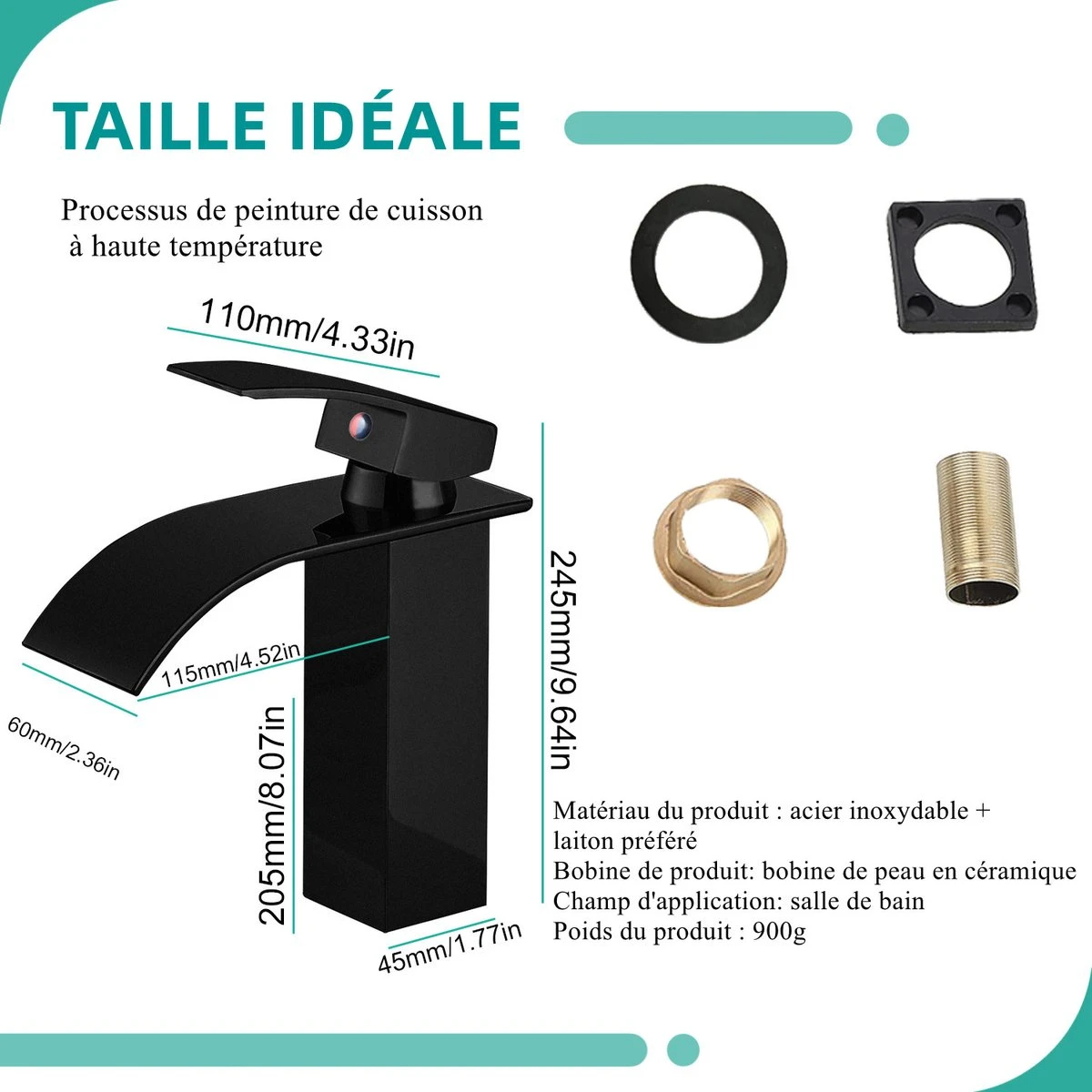 Wastafelkraan - Kranen Badkamer - Wastafelmengkraan - Mengkraan Wastafel - Zwart 4 Wastafelkraan - Kranen Badkamer - Wastafelmengkraan - Mengkraan Wastafel - Zwart - Afbeelding 2