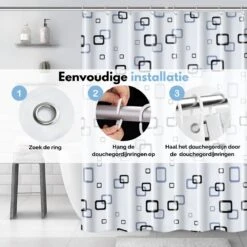 VAIVE Douchegordijn Blauw 180x200 - Anti Schimmel - Douchegordijnen - Ringen 10 VAIVE Douchegordijn Blauw 180x200 - Anti Schimmel - Douchegordijnen - Ringen -Badkamerproducten Winkel 1200x1200 269