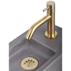 Differnz Wastafelkraan Gebogen – Kraan Koud Water – Toiletkraan – Mat Goud -Badkamerproducten Winkel 1200x1200 2692