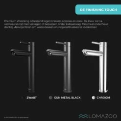 LOMAZOO Wastafelkraan Zwart Ceres - Badkamerkraan - Wastafel Kraan - Mengkraan Wastafel - Hoge Uitloop -Badkamerproducten Winkel 1200x1200 2734