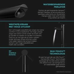 LOMAZOO Wastafelkraan Zwart Ceres - Badkamerkraan - Wastafel Kraan - Mengkraan Wastafel - Hoge Uitloop -Badkamerproducten Winkel 1200x1200 2738