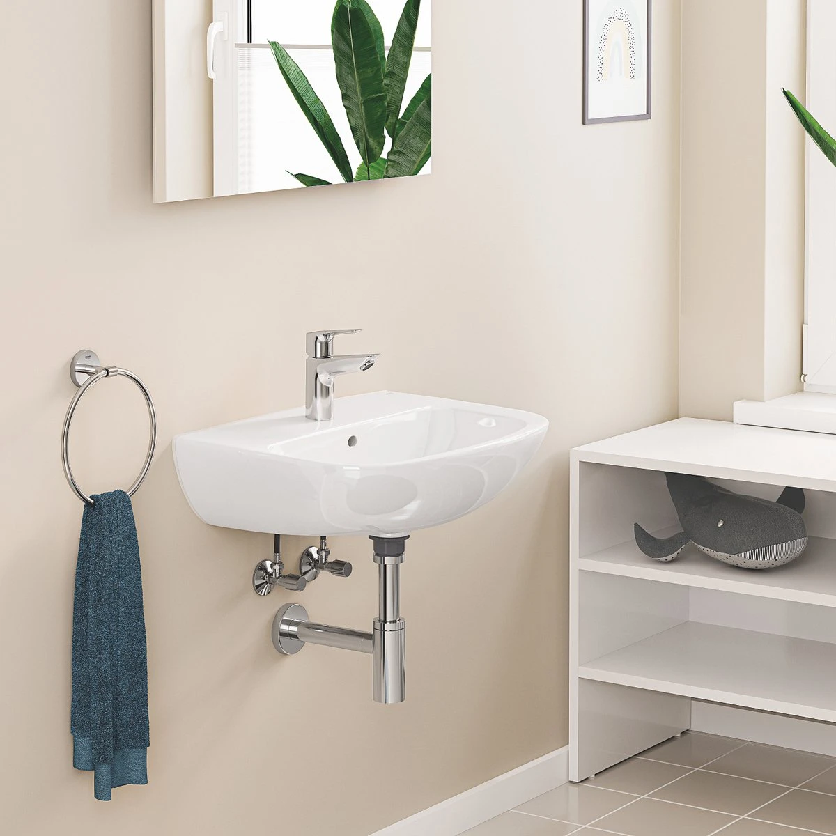 GROHE QuickFix Start Edge Wastafelkraan - Waterbesparend - Push Open Pop-up Waste - Chroom 6 GROHE QuickFix Start Edge Wastafelkraan - Waterbesparend - Push Open Pop-up Waste - Chroom - Afbeelding 4