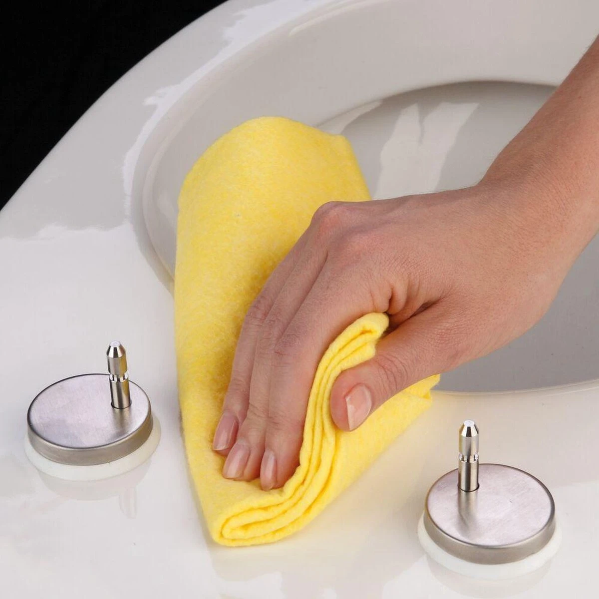 Tiger Boston - Toiletbril - WC Bril - Duroplast - Wit / RVS Geborsteld 7 Tiger Boston - Toiletbril - WC Bril - Duroplast - Wit / RVS Geborsteld - Afbeelding 5